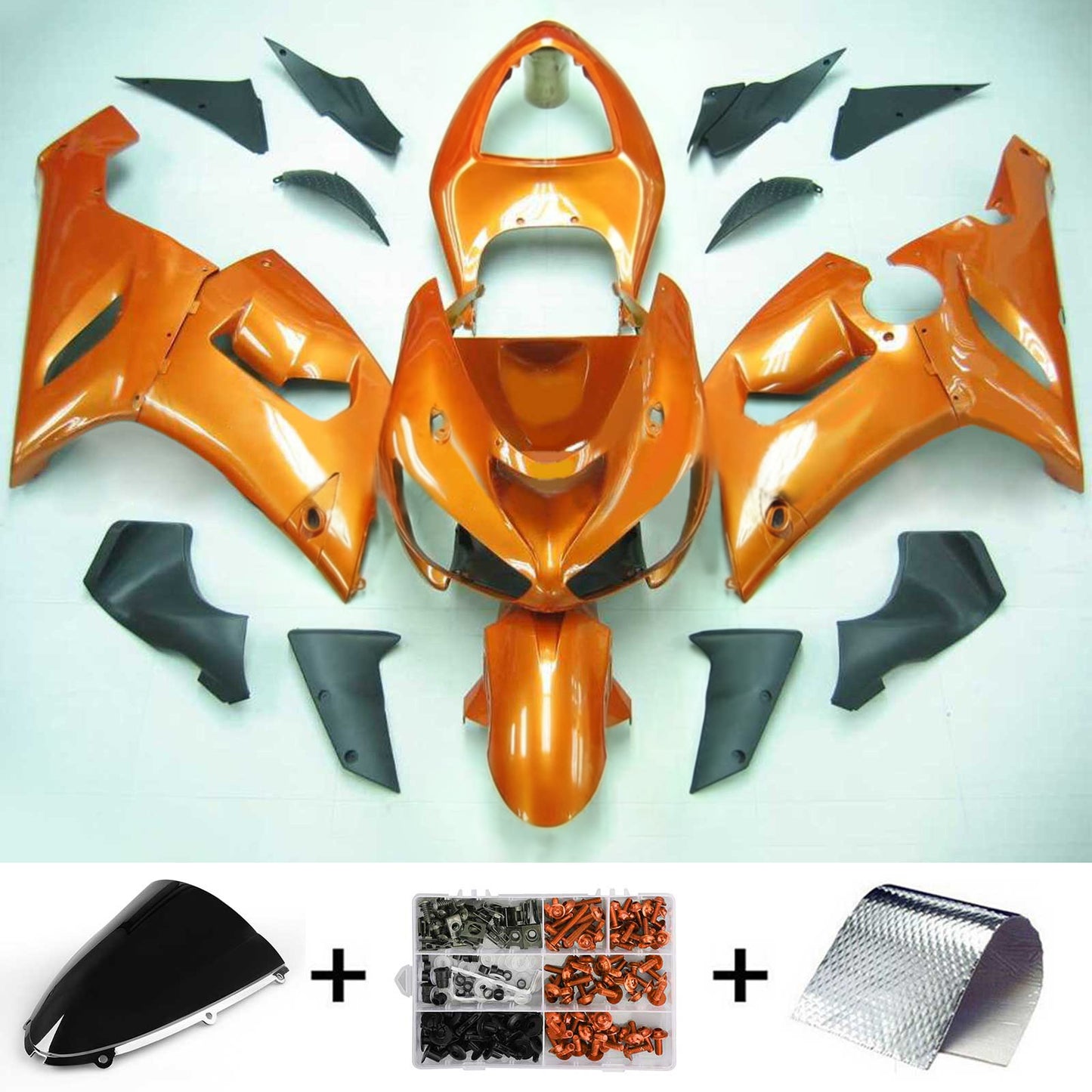 Amotopart Kawasaki 2005-2006 ZX6R 636 Kit di rivestimento arancione