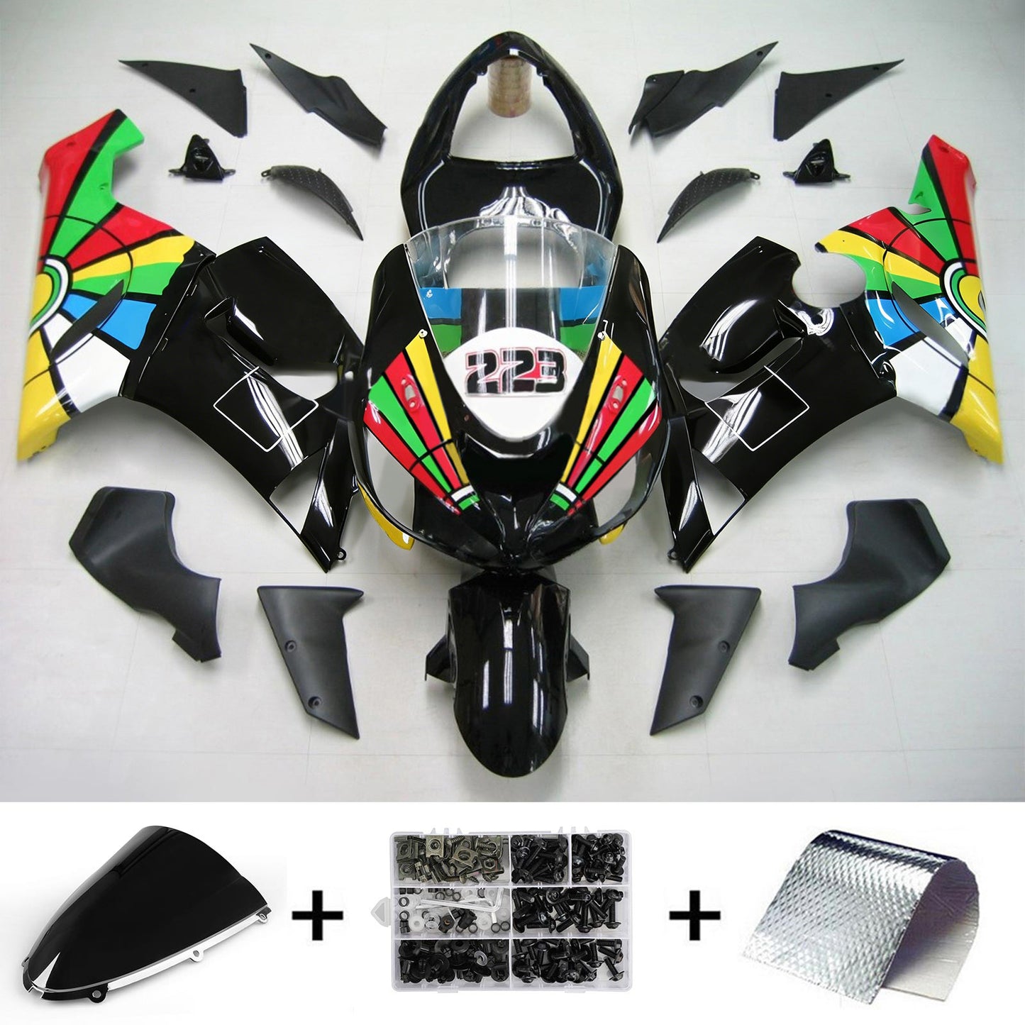 Amotopart Kawasaki 2005-2006 ZX6R 636 Kit colorato di rivestimento Playboy