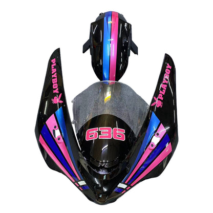 Amotopart Kawasaki 2005-2006 ZX6R 636 Kit di carenatura playboy rosa nero