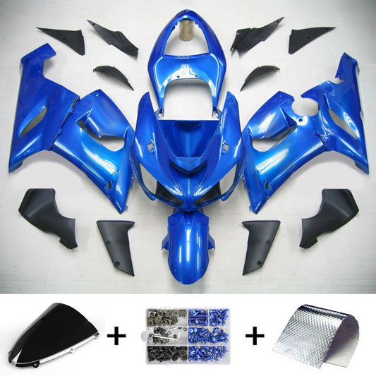 Amotopart Kawasaki 2005-2006 ZX6R 636 Kit di travestimento blu