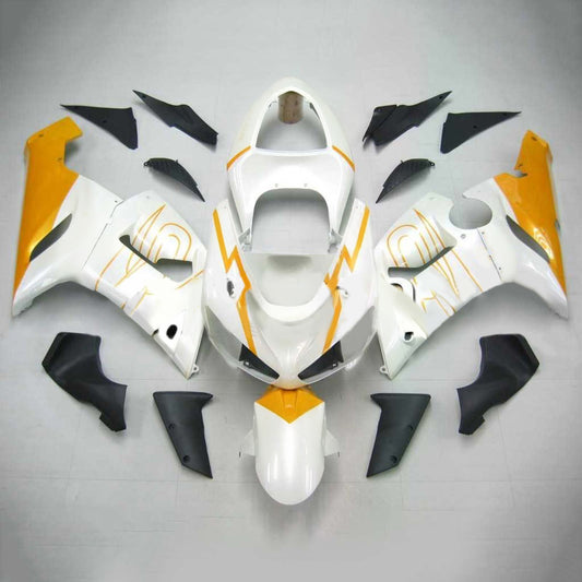 Amotopart Kawasaki 2005-2006 ZX6R 636 Kit di spostamento della linea dorata bianca
