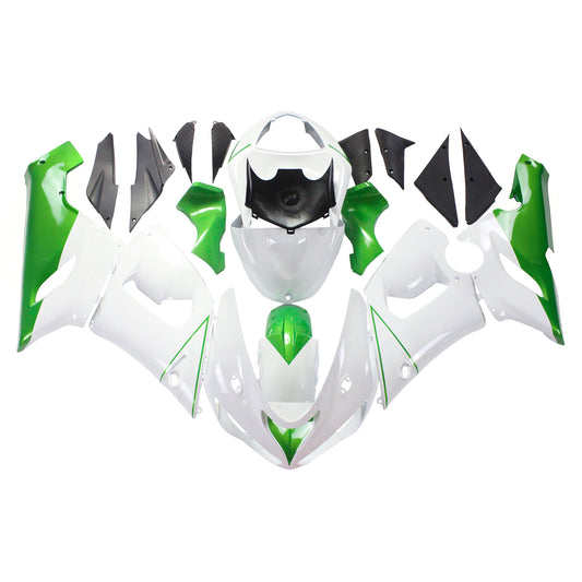 Amotopart Kawasaki 2005-2006 ZX6R 636 White Mix Green Fearing Kit