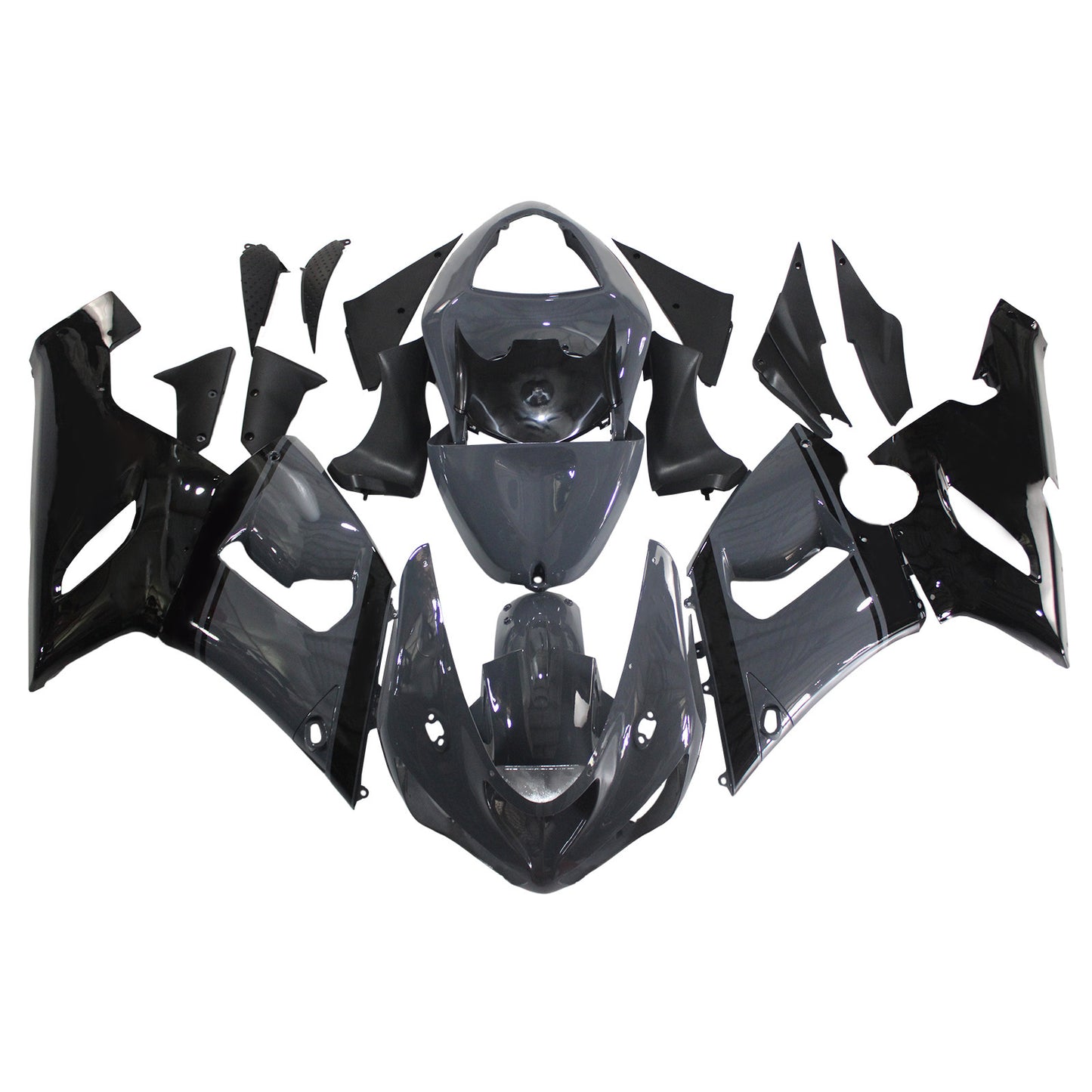 Amotopart Kawasaki 2005-2006 ZX6R 636 Kit di rivestimento nero grigio