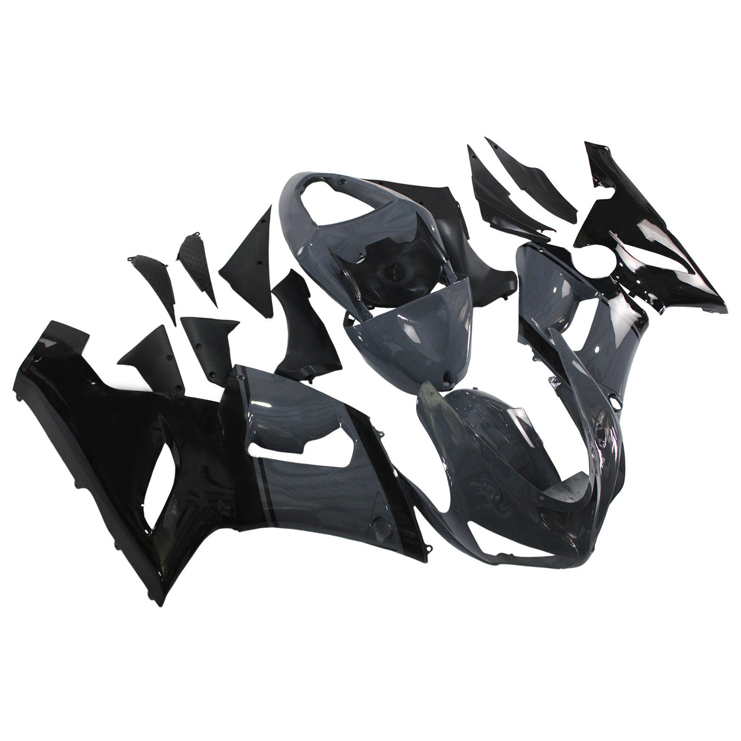 Amotopart Kawasaki 2005-2006 ZX6R 636 Kit di rivestimento nero grigio