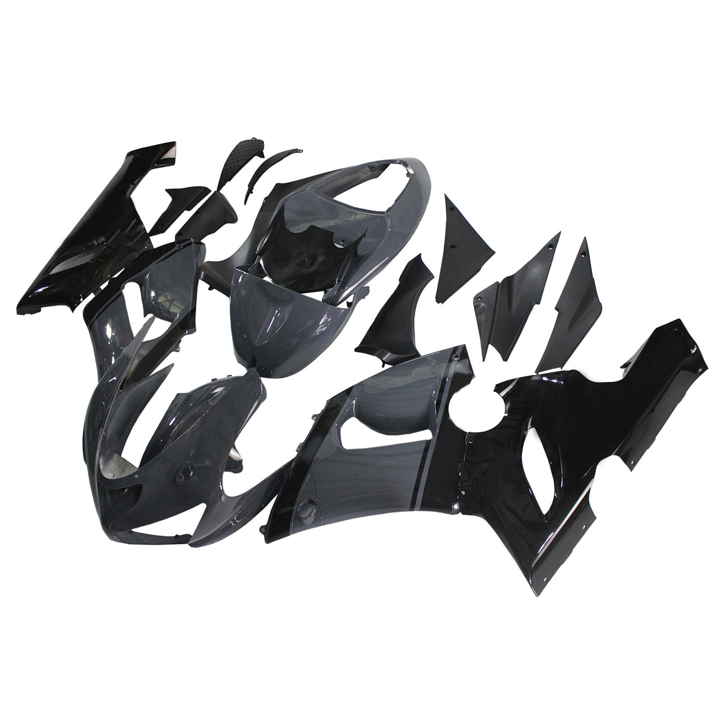 Amotopart Kawasaki 2005-2006 ZX6R 636 Kit di rivestimento nero grigio