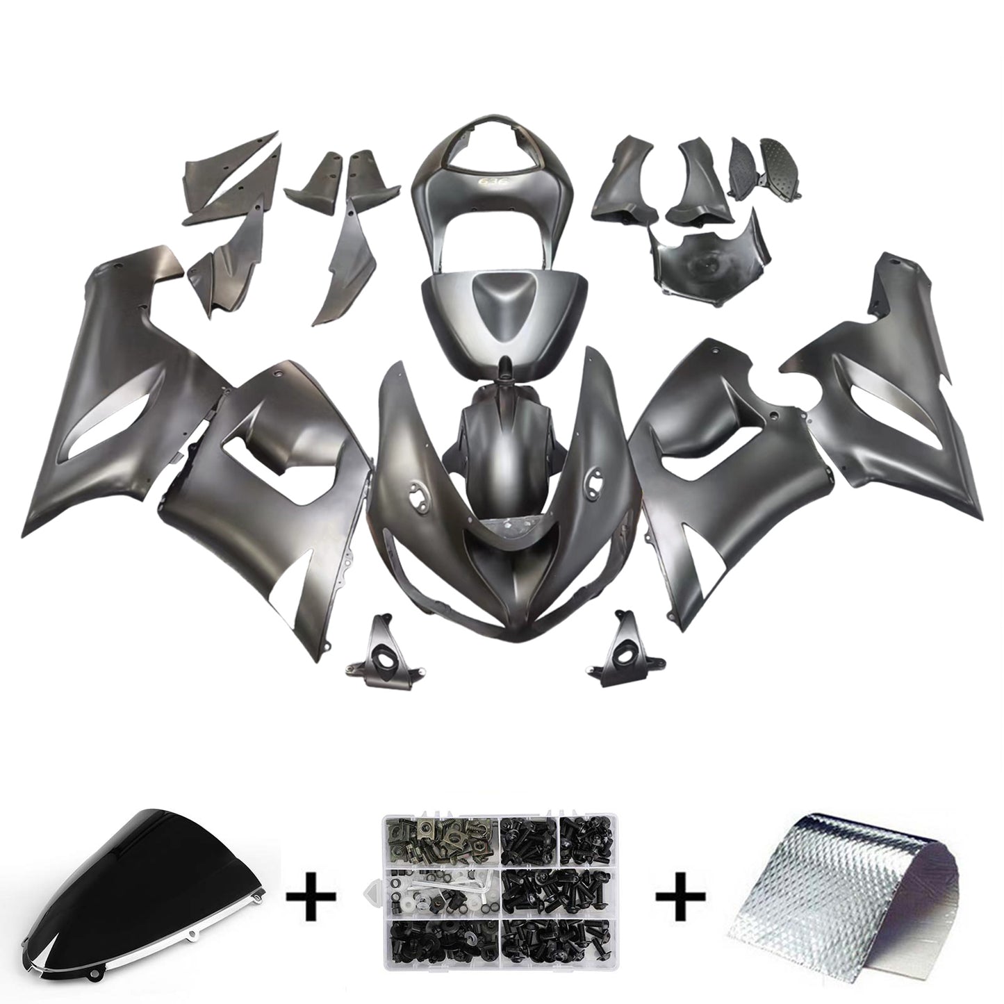 Amotopart Kawasaki 2005-2006 ZX6R 636 Nero con kit di vendita a logo arancione