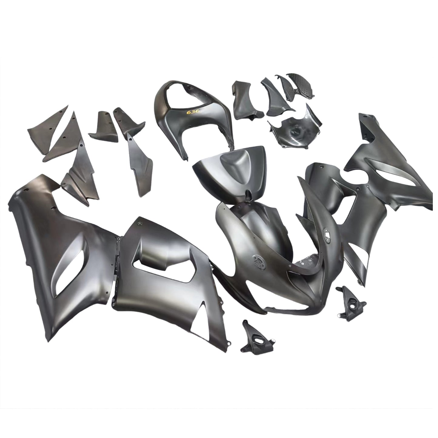 Amotopart Kawasaki 2005-2006 ZX6R 636 Nero con kit di vendita a logo arancione
