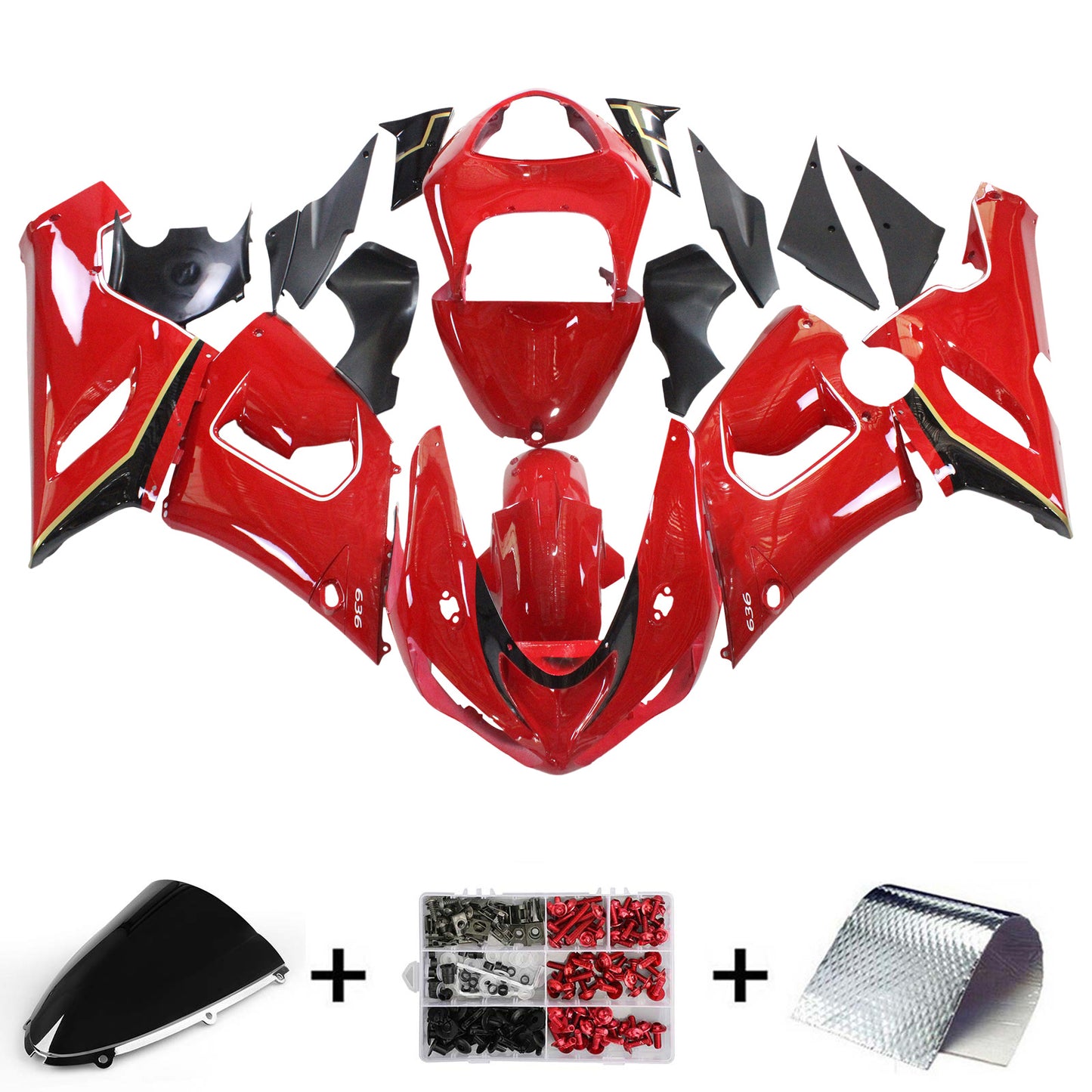 Amotopart Kawasaki 2005-2006 ZX6R 636 Kit scintillante