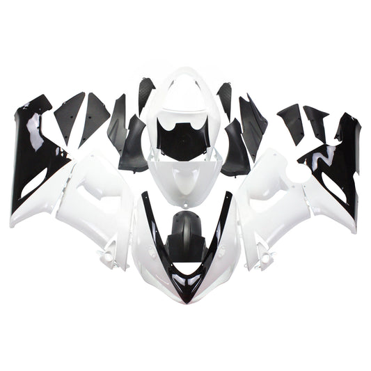 Amotopart Kawasaki 2005-2006 ZX6R 636 kit di paura nero bianco