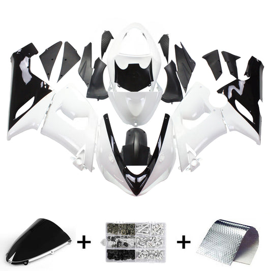 Amotopart Kawasaki 2005-2006 ZX6R 636 kit di paura nero bianco