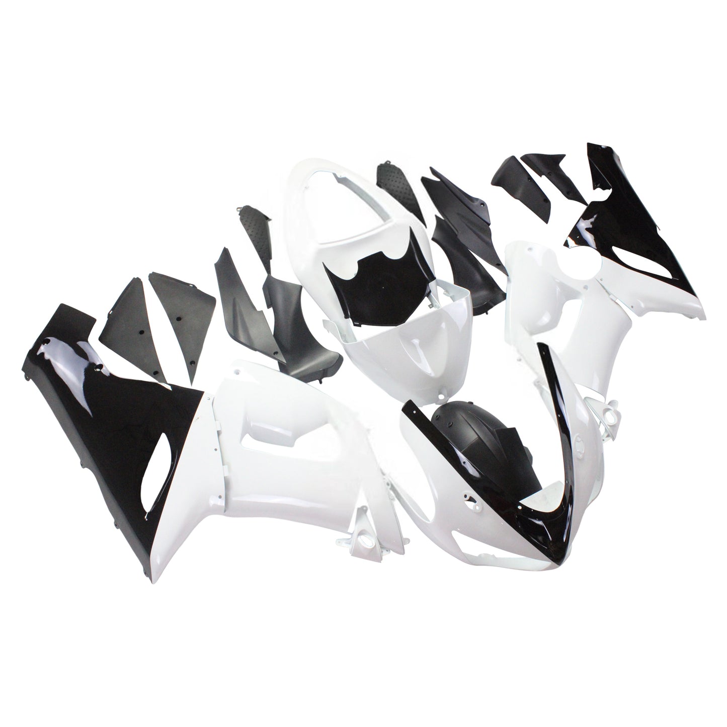 Amotopart Kawasaki 2005-2006 ZX6R 636 kit di paura nero bianco