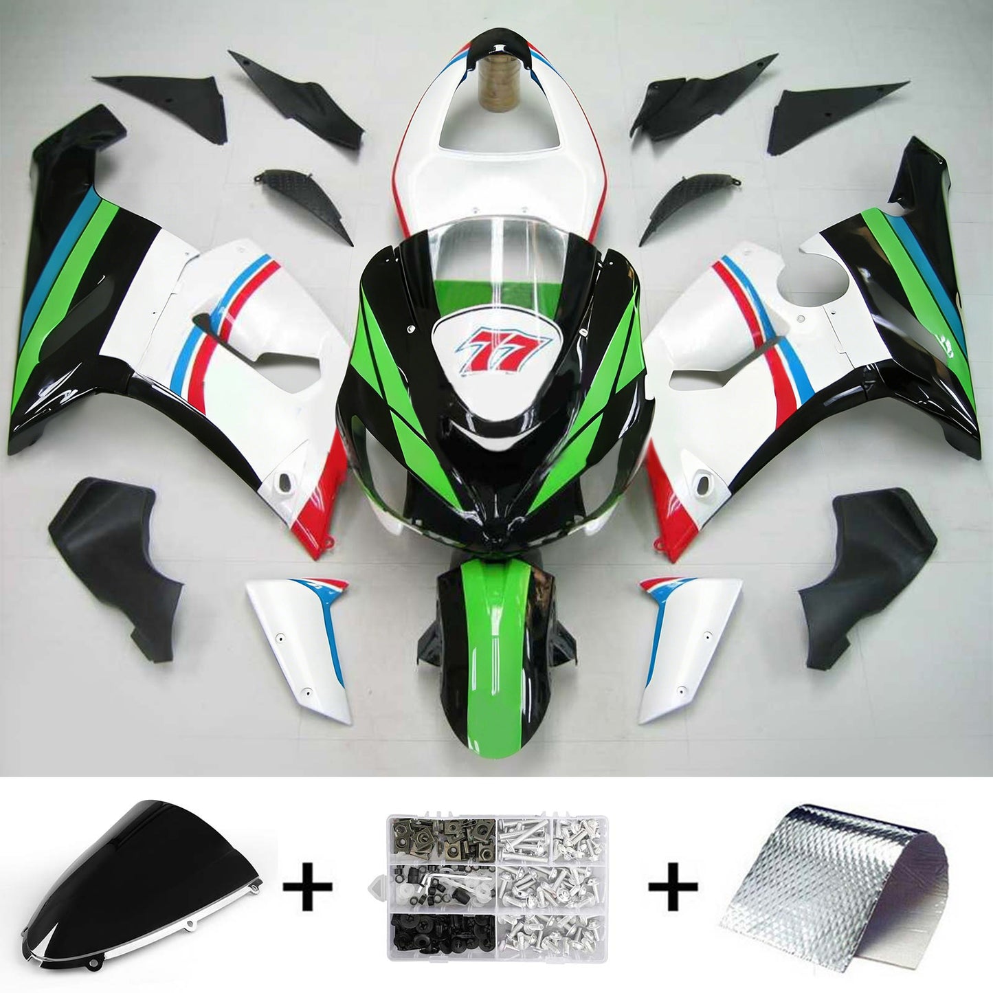 Amotopart Kawasaki 2005-2006 ZX6R 636 WEI Con un kit di vendita a logo colorato