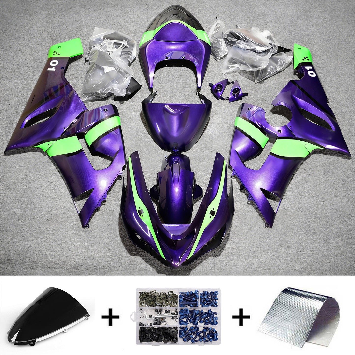 Kit carenatura iniezione in plastica ABS adatto per Kawasaki ZX6R 636 2005-2006