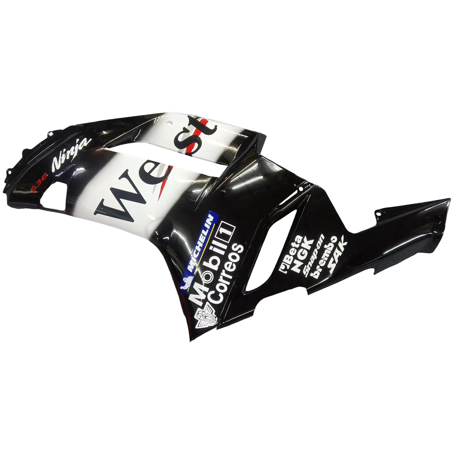 Carene 2007-2008 Kawasaki ZX6R ZX636 Nero Bianco West Ninja Racing Generico