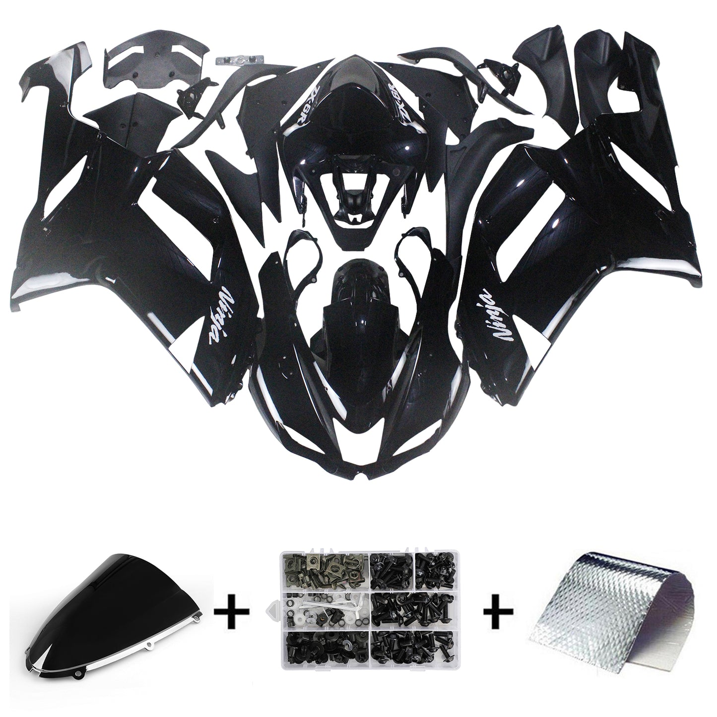 Carene 2007-2008 Kawasaki ZX6R ZX636 Nero Ninja Generico