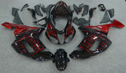 Carene 2007-2008 Kawasaki ZX6R ZX636 Black & Red Flame Ninja Generico