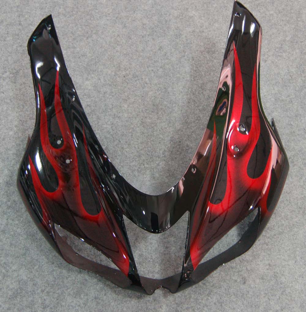 Carene 2007-2008 Kawasaki ZX6R ZX636 Black & Red Flame Ninja Generico
