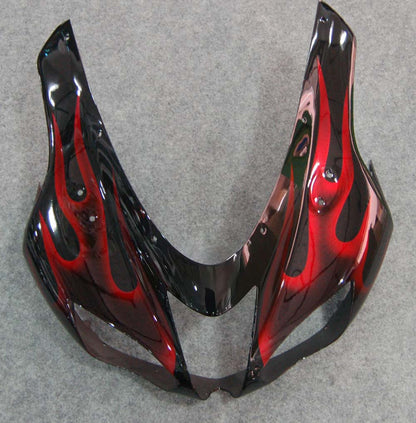 Carene 2007-2008 Kawasaki ZX6R ZX636 Black & Red Flame Ninja Generico
