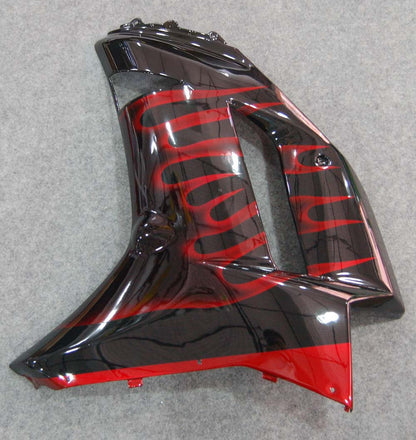 Carene 2007-2008 Kawasaki ZX6R ZX636 Black & Red Flame Ninja Generico
