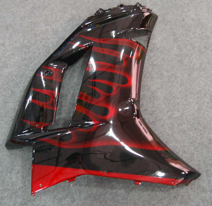 Carene 2007-2008 Kawasaki ZX6R ZX636 Black & Red Flame Ninja Generico