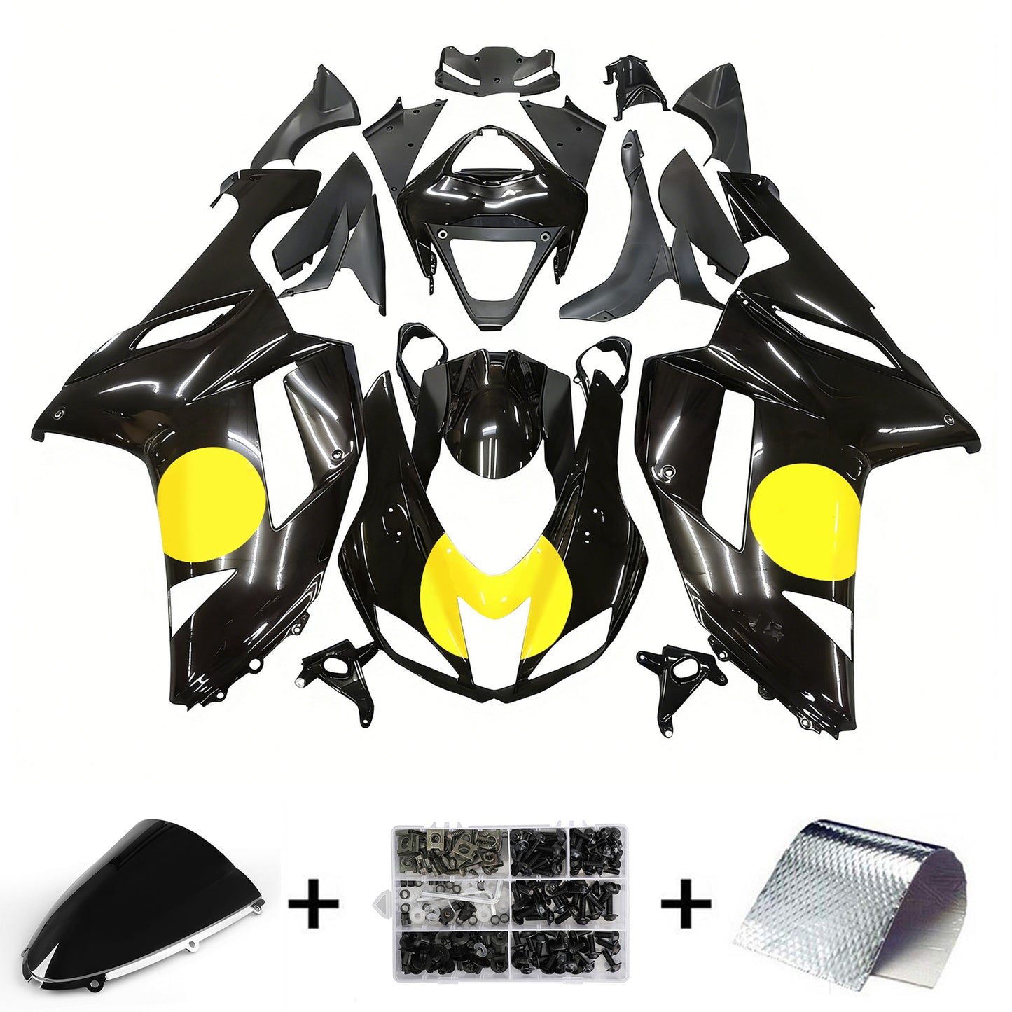 Carene 2007-2008 Kawasaki ZX-R ZX636 Nero Giallo Generico