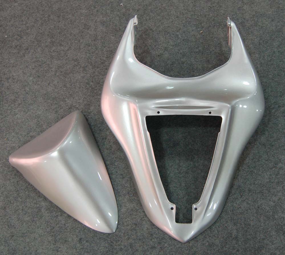 Carene 2007-2008 Kawasaki ZX6R ZX636 Silver &amp; Red Flame ZX6R Racing Generico