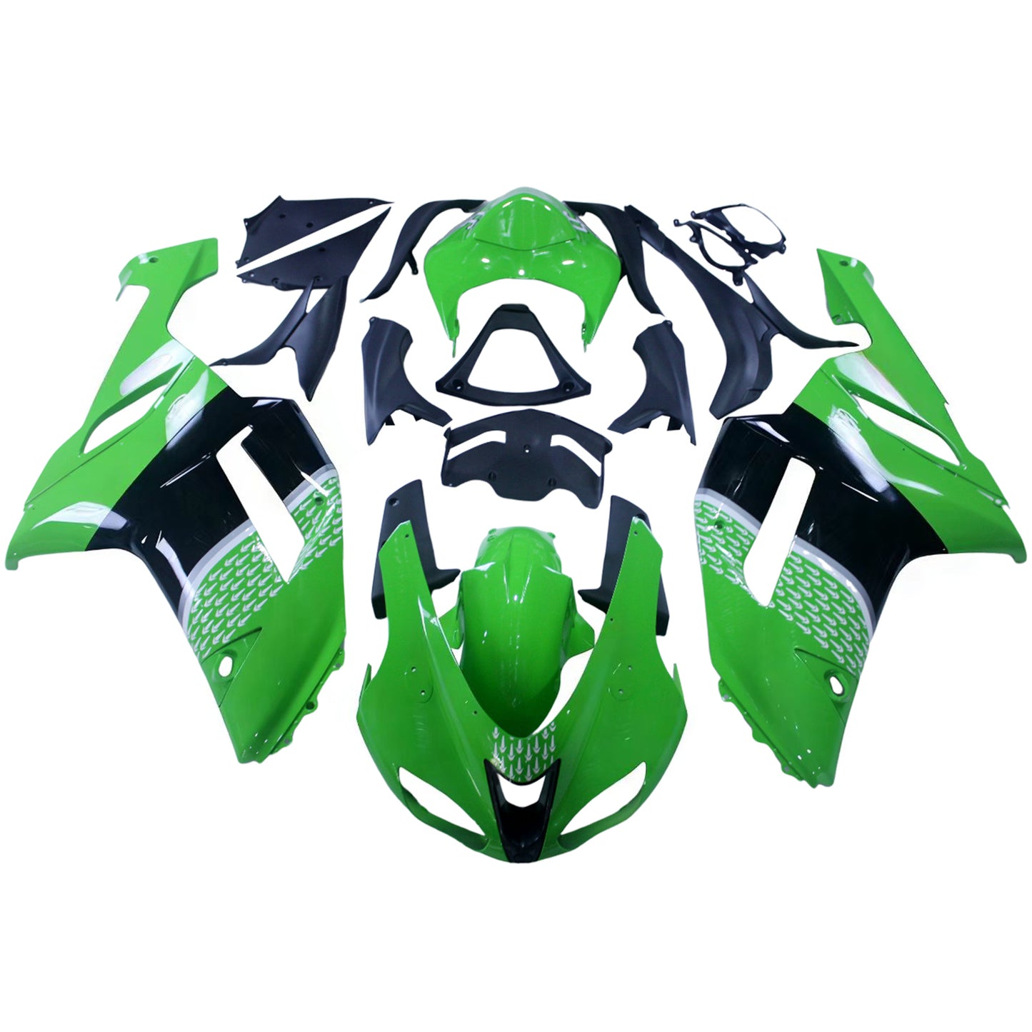 Carene 2007-2008 Kawasaki ZX6R ZX636 Verde Nero ZX6R Generico
