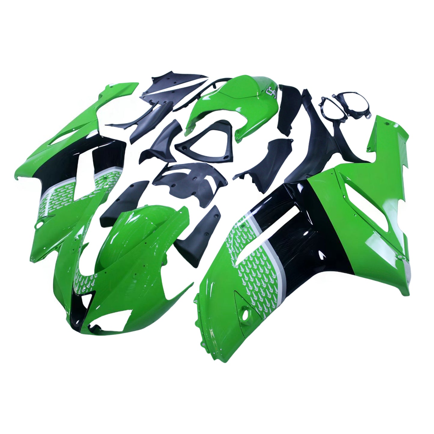 Carene 2007-2008 Kawasaki ZX6R ZX636 Verde Nero ZX6R Generico