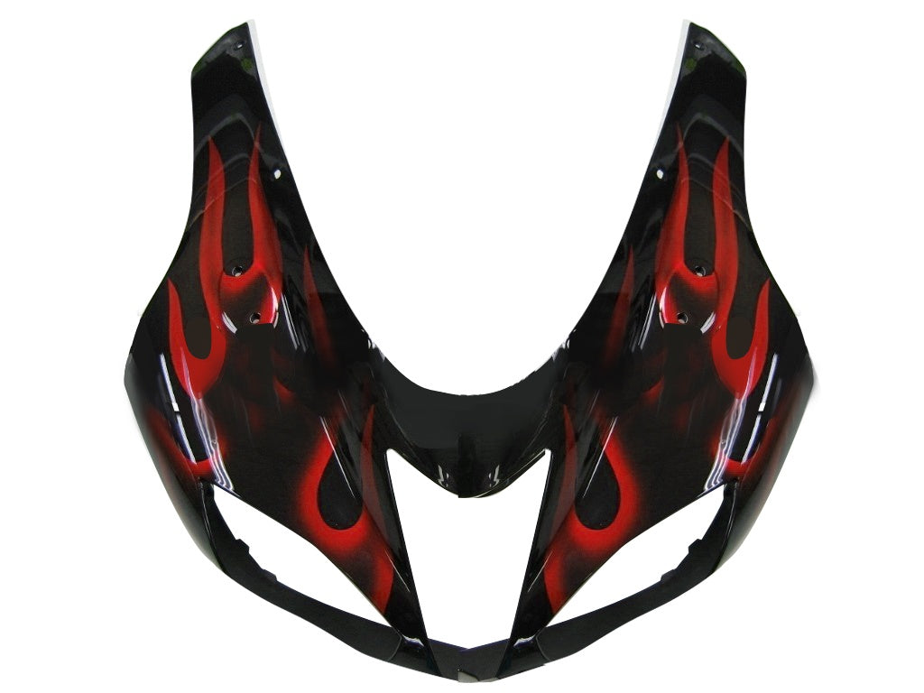 Carene 2007-2008 Kawasaki ZX6R ZX636 Black & Red Flame Ninja ZX6R Racing Generico