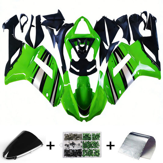 Carene 2007-2008 Kawasaki ZX6R ZX636 Verde Nero Argento Ninja ZX6R Generico