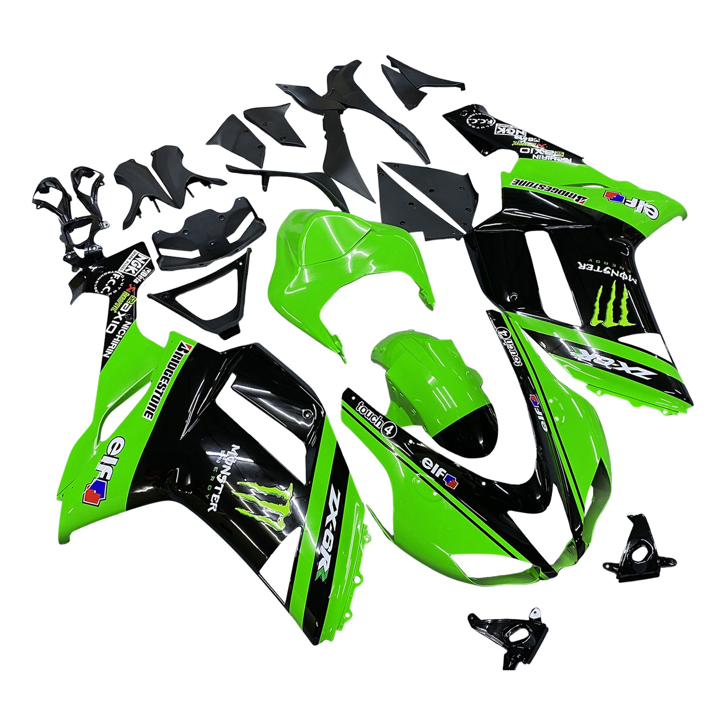 Amotopart Kawasaki ZX6R 636 2007-2008 Kit carena Carrozzeria Plastica ABS