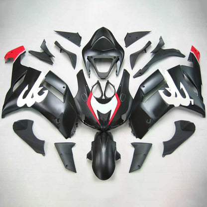 Amotopart Kawasaki 2007-2008 ZX6R 636 Kit di stagno loghi bianchi neri