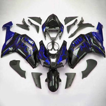 Amotopart Kawasaki 2007-2008 ZX6R 636 Nero con kit di spostamento della linea blu