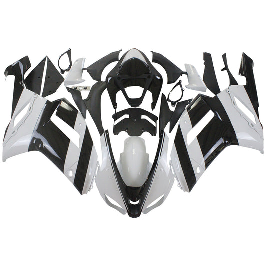 Amotopart Kawasaki 2007-2008 ZX6R 636 Kit di paura nero bianco
