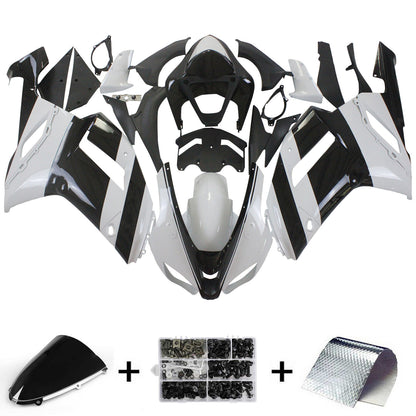 Amotopart Kawasaki 2007-2008 ZX6R 636 Kit di paura nero bianco