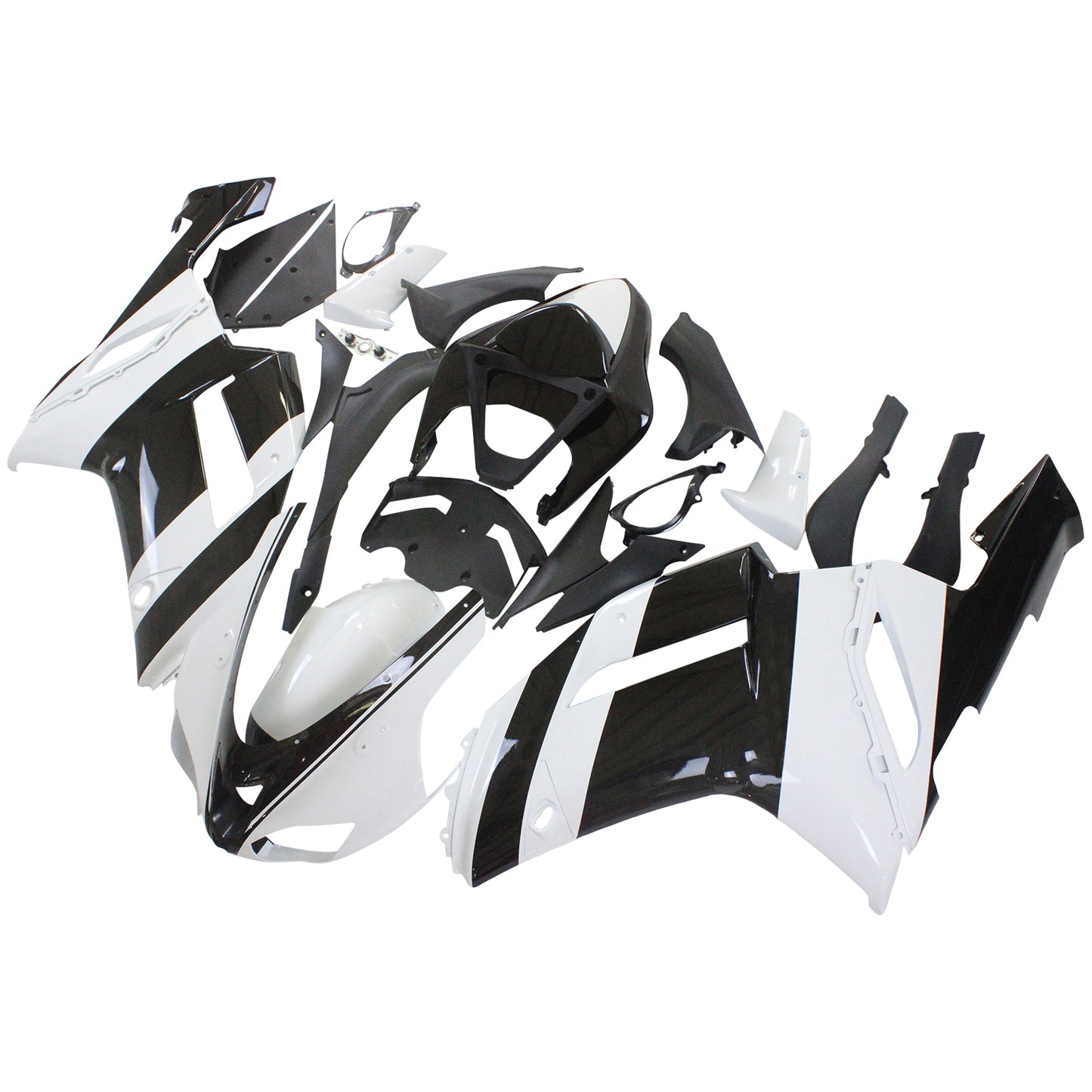 Amotopart Kawasaki 2007-2008 ZX6R 636 Kit di paura nero bianco