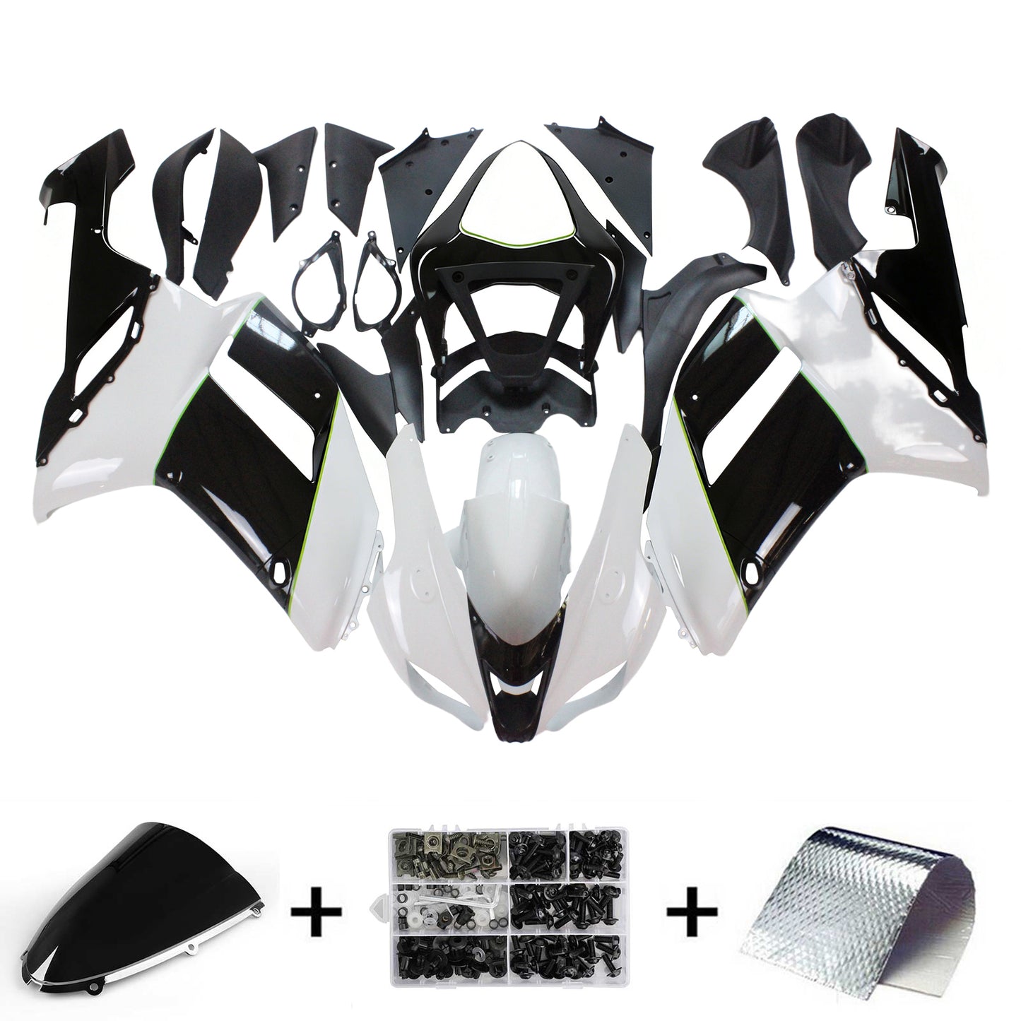Amotopart Kawasaki 2007-2008 ZX6R 636 in bianco e nero