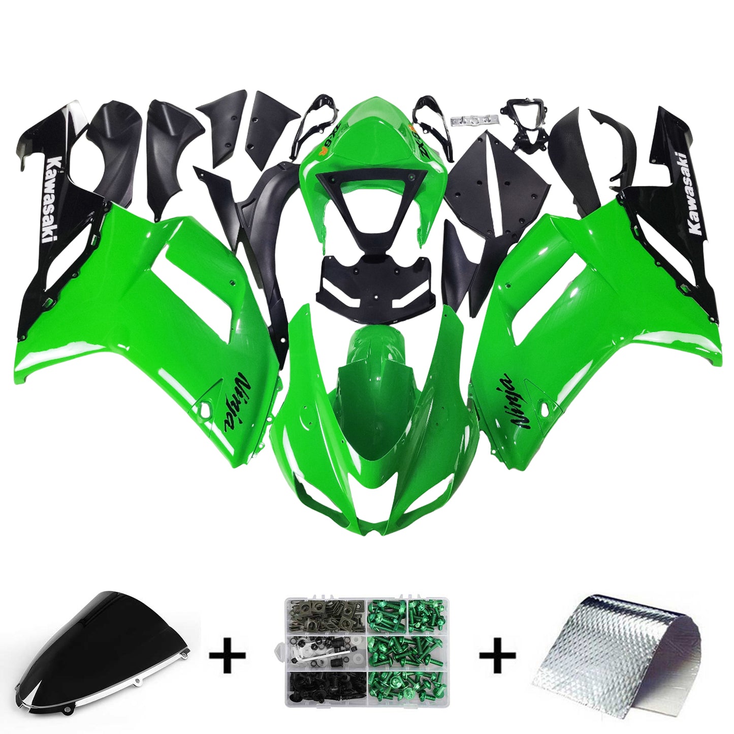 Amotopart Kawasaki 2007-2008 ZX6R 636 KIT GREEN TEARING