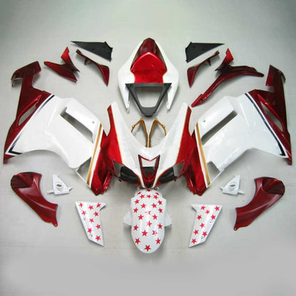 Amotopart Kawasaki 2007-2008 ZX6R 636 White con Red Star Deposit Kit
