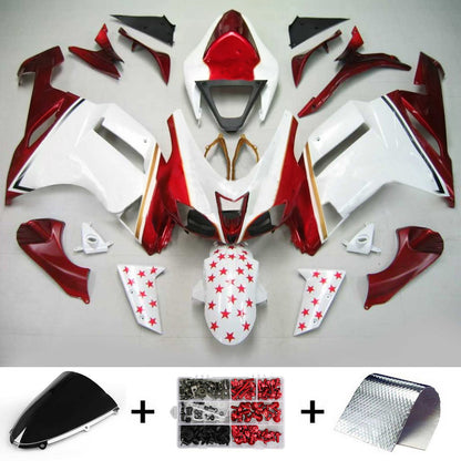 Amotopart Kawasaki 2007-2008 ZX6R 636 White con Red Star Deposit Kit