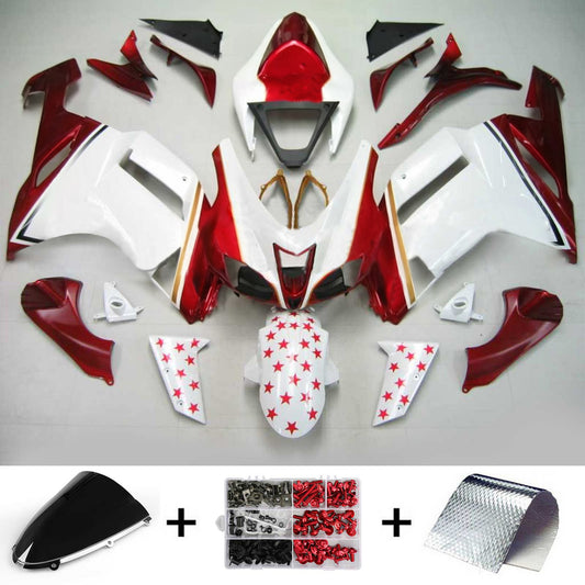 Amotopart Kawasaki 2007-2008 ZX6R 636 White con Red Star Deposit Kit