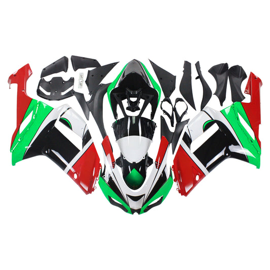 Amotopart Kawasaki 2007-2008 ZX6R 636 Kit di paura rosso verde