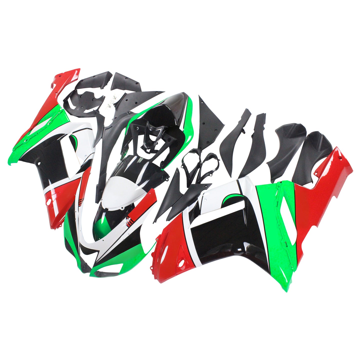 Amotopart Kawasaki 2007-2008 ZX6R 636 Kit di paura rosso verde