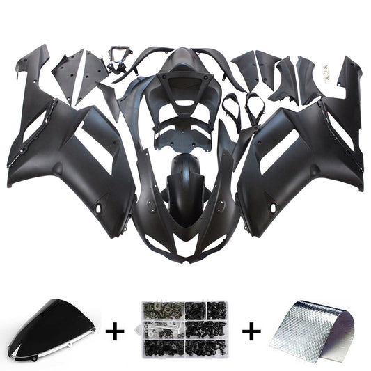 Amotopart Kawasaki 2007-2008 ZX6R 636 Matt Nero con kit di vendita logo giallo