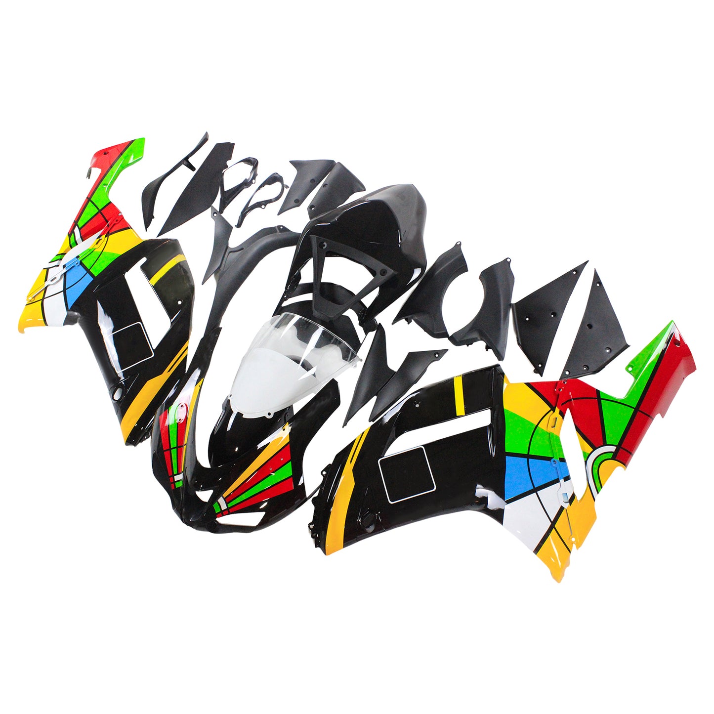 Amotopart Kawasaki 2007-2008 ZX6R 636 Kit di rivestimento colorato
