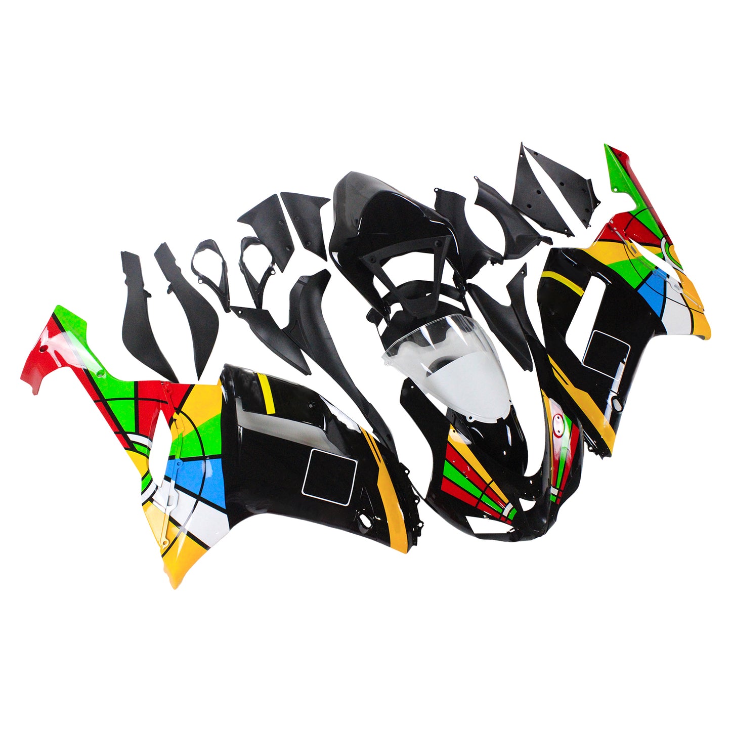 Amotopart Kawasaki 2007-2008 ZX6R 636 Kit di rivestimento colorato