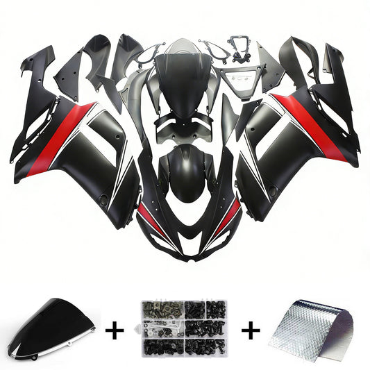 Amotopart Kawasaki 2007-2008 ZX6R 636 kit carenatura rossa nera