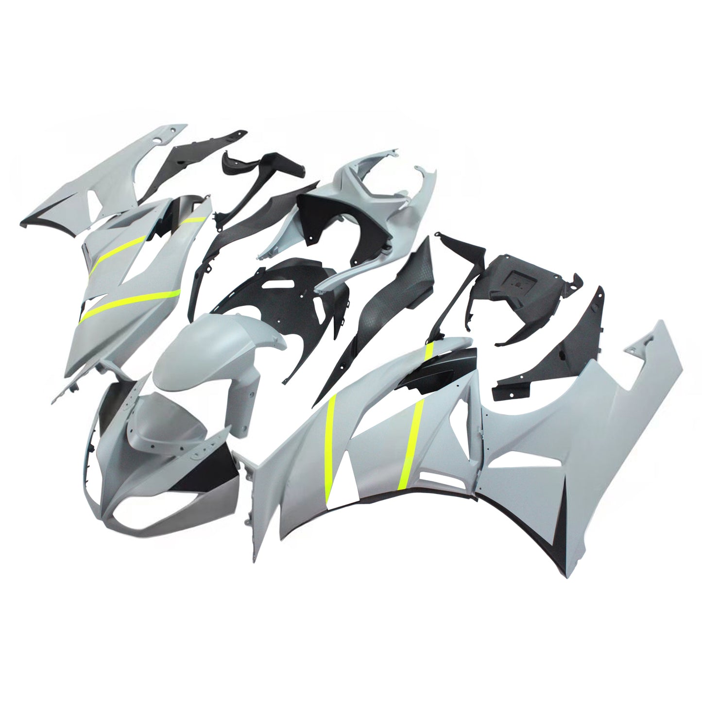 Amotopart Kawasaki 2009-2012 ZX6R 636 Kit di rivestimento giallo grigio
