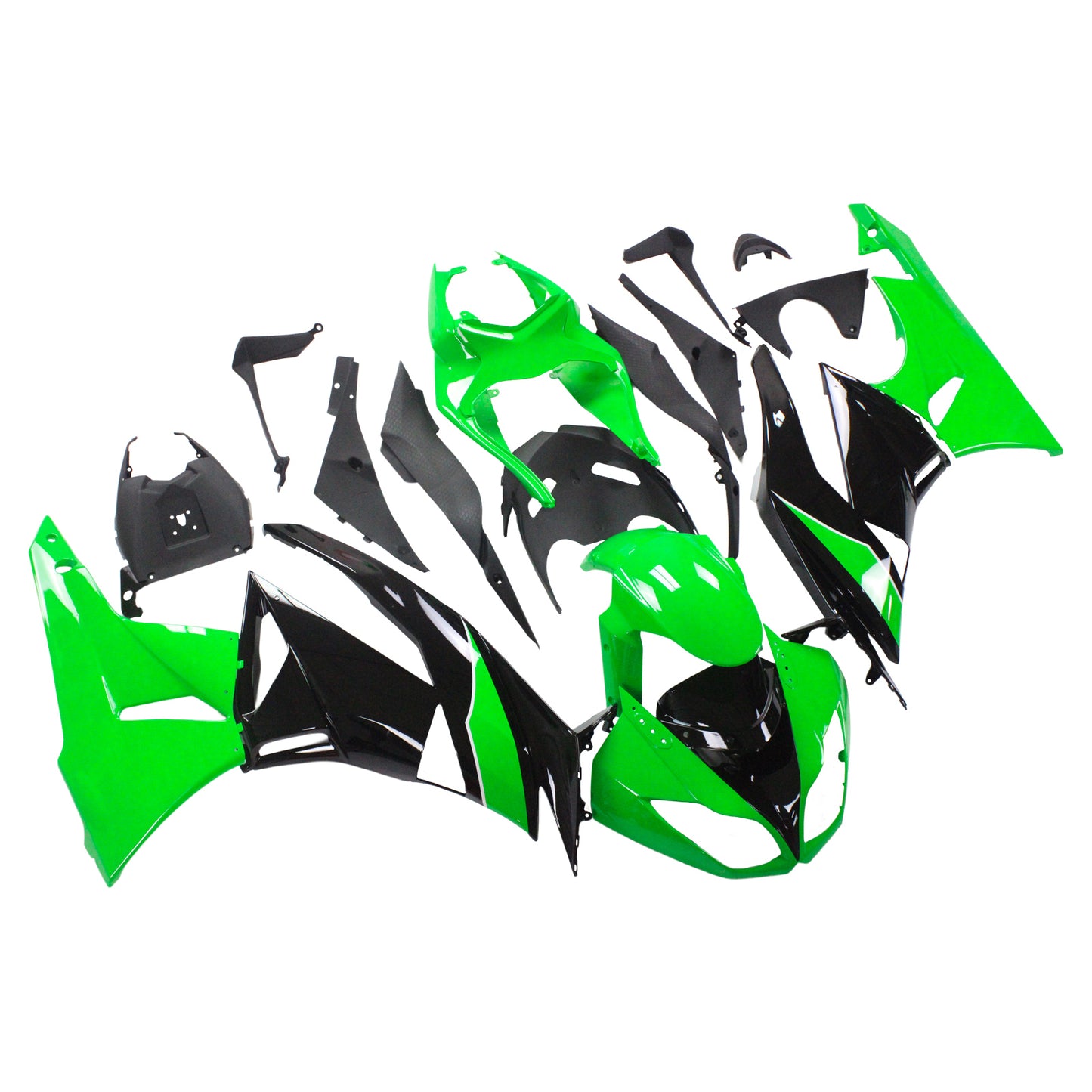 Amotopart Kawasaki 2009-2012 ZX6R 636 kit di rivestimento verde nero