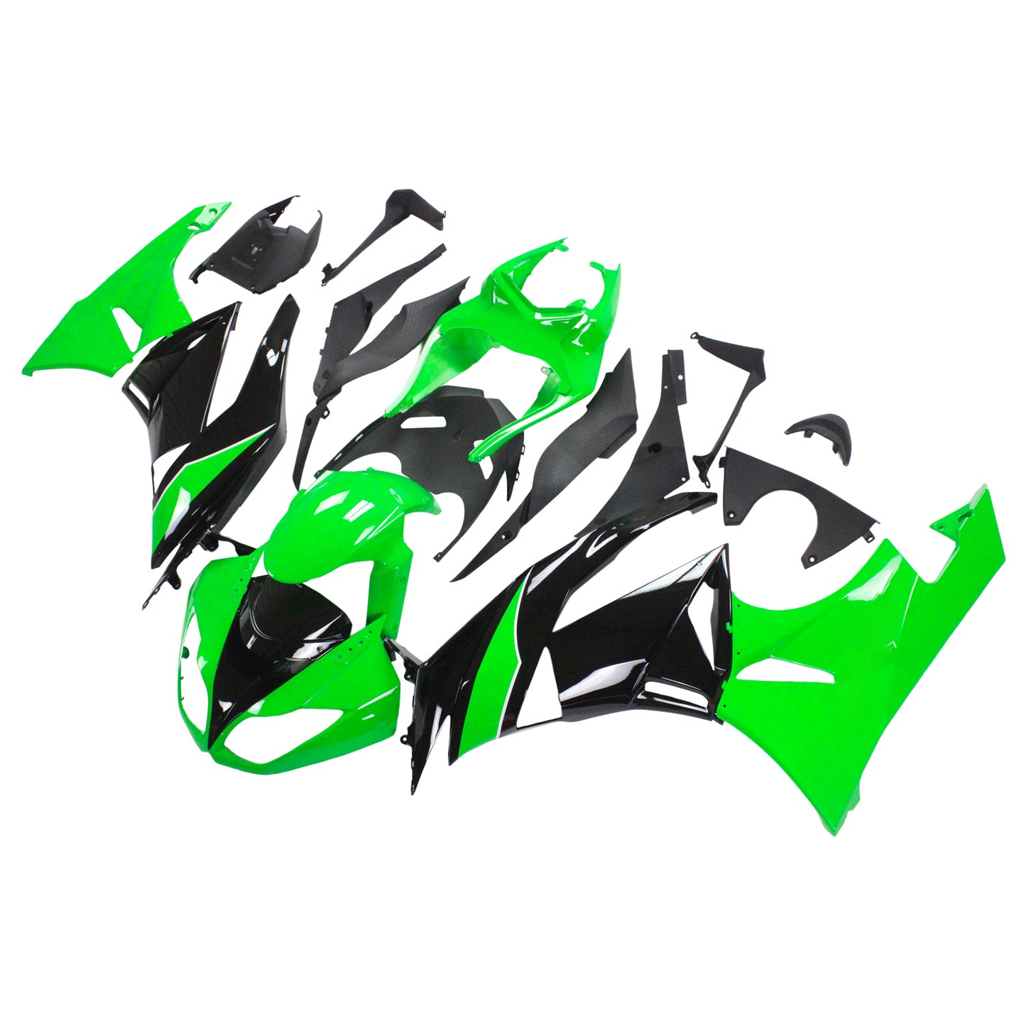Amotopart Kawasaki 2009-2012 ZX6R 636 kit di rivestimento verde nero
